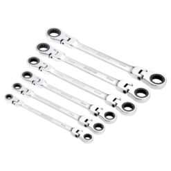 DRAPER Spanner Set (8-19mm, Ratchet, Flex Head, Double Ring, 6 Piece)
