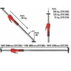 Alternative view of BESSEY Telescopic Drywall Support (2070-3700mm, 350/65kg)