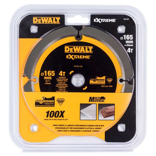 DEWALT Circular Saw Blade (4T PCD, 165x1.8x20mm, Extreme)