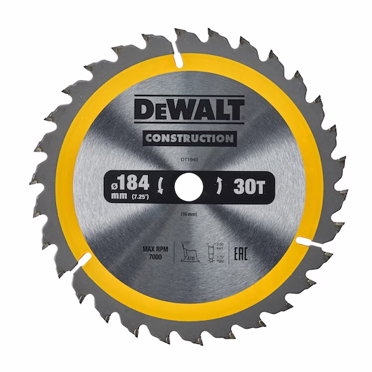 DEWALT Circular Saw Blade (30T, 184x2.6x16mm, Construction) - Image 2