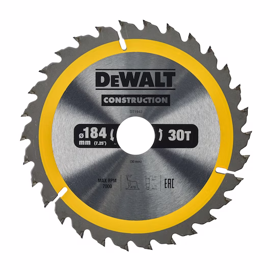 DEWALT Circular Saw Blade (30T, 184x2.6x30mm, Construction) - Image 2