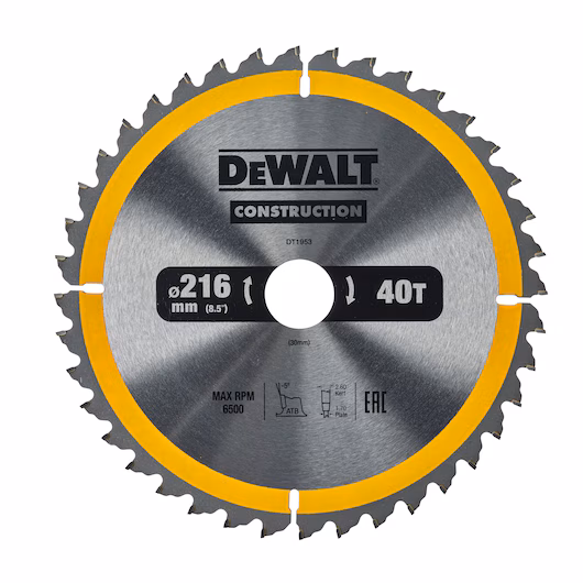 DEWALT Circular Saw Blade (40T, 216x2.6x30mm, Construction) - Image 2