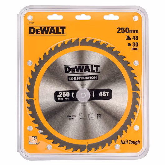 DEWALT Circular Saw Blade (48T, 250x3x30mm, Construction)