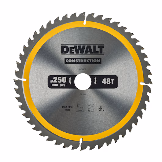 DEWALT Circular Saw Blade (48T, 250x3x30mm, Construction) - Image 2
