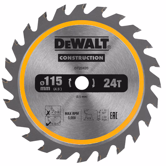 DEWALT Circular Saw Blade (115mm,24T x 1.5 x 9.5mm bore, Construction) - Image 3