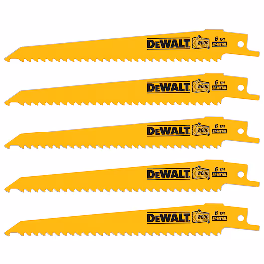 DEWALT Recip Blade (152mm, 6 TPI, 5 Piece, Wood/Nails) - Image 2