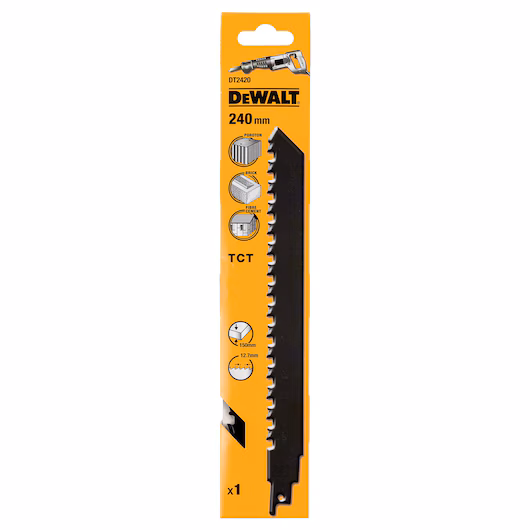 DEWALT Recip Blade (240mm, 2 TPI, 1 Piece, Brick/Aer. Concrete/Fibre Cement) - Image 2