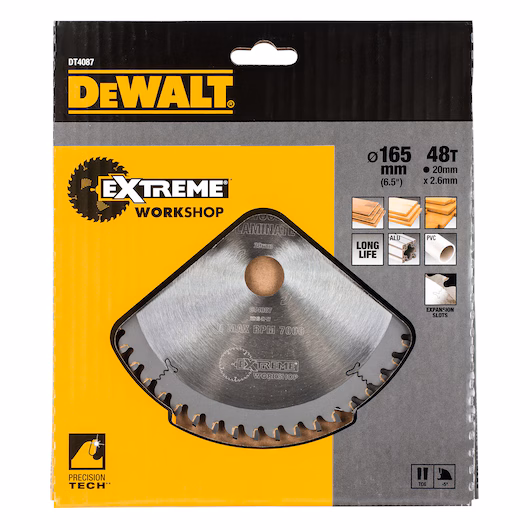 Alternative view of DEWALT Circular Saw Blade (48T TC, 165x2.6x20mm, Extreme)