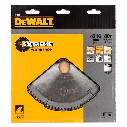 Alternative view of DEWALT Circular Saw Blade (80T TC, 216x2.6x30mm, Extreme)