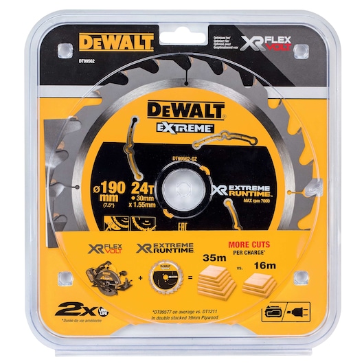DEWALT Circular Saw Blade (190mm x 24T,1.55x30mm, Extreme) - Image 3