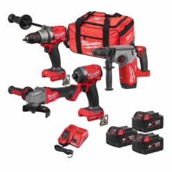 MILWAUKEE 18V 4 Piece Kit (3x5Ah, Fuel, M18FPD3/M18FID3/M18ONEFSAG115XPDB/M18ONEFHX, M18ONEPP4A3-503B)
