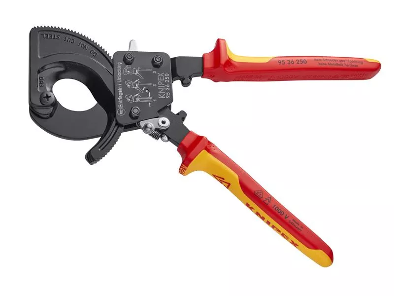 KNIPEX Ratchet Action Cable Cutter (32mm, 250mm, VDE Grip) - Image 2