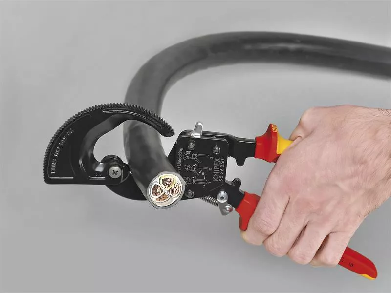 KNIPEX Ratchet Action Cable Cutter (32mm, 250mm, VDE Grip) - Image 5