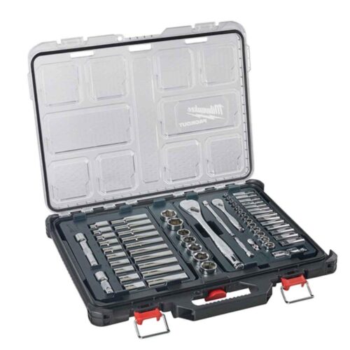 Socket Set Compatible Pack Out MILWAUKEE Packout Slim Organiser Socket Set (1/4″ & 1/2″, 63 Piece ...