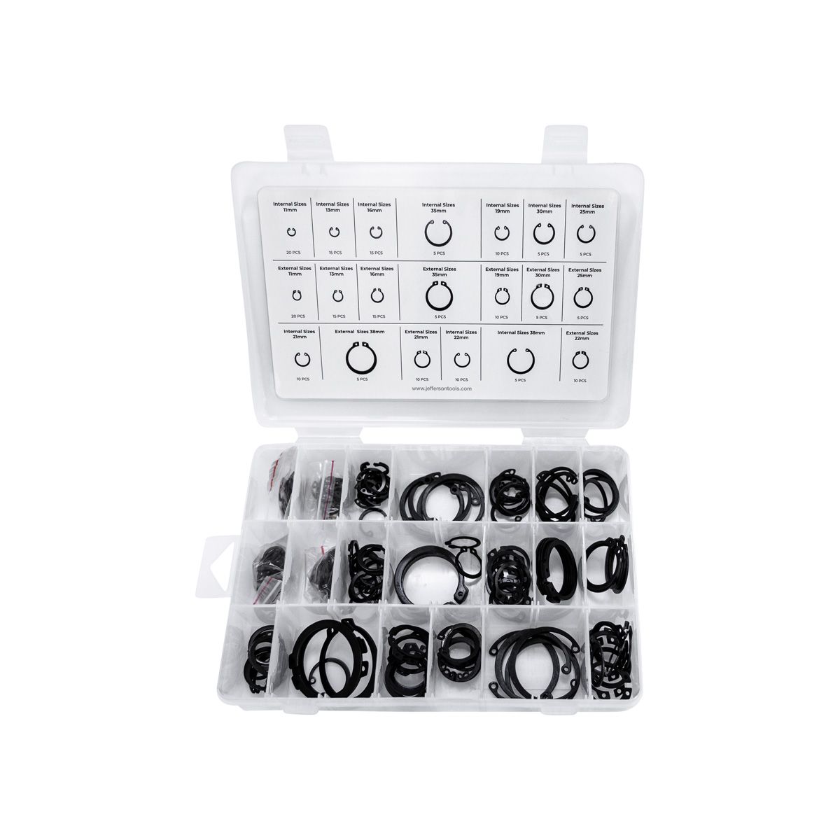 JEFFERSON Internal/External Circlip Assortment (200 Piece, Metric)