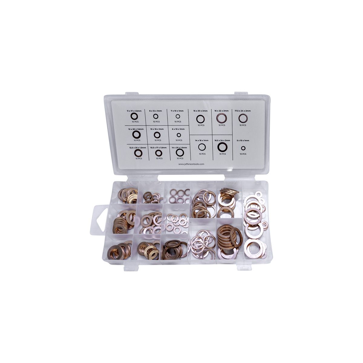 JEFFERSON Copper Washer Assortment (150 Piece, Metric)