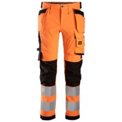 SNICKERS AW High-Vis Stretch Trouser with Holster Pockets Class 2 (Orange/Black)