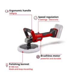 EINHELL 18V Polisher Bare Unit (180mm, CE-CP 18/180 Li E-Solo) - Image 3