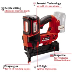 EINHELL PRO 18V Stapler Bare Unit (18G/5.7mm,10-40m, FIXETTO 18/40 S) - Image 3