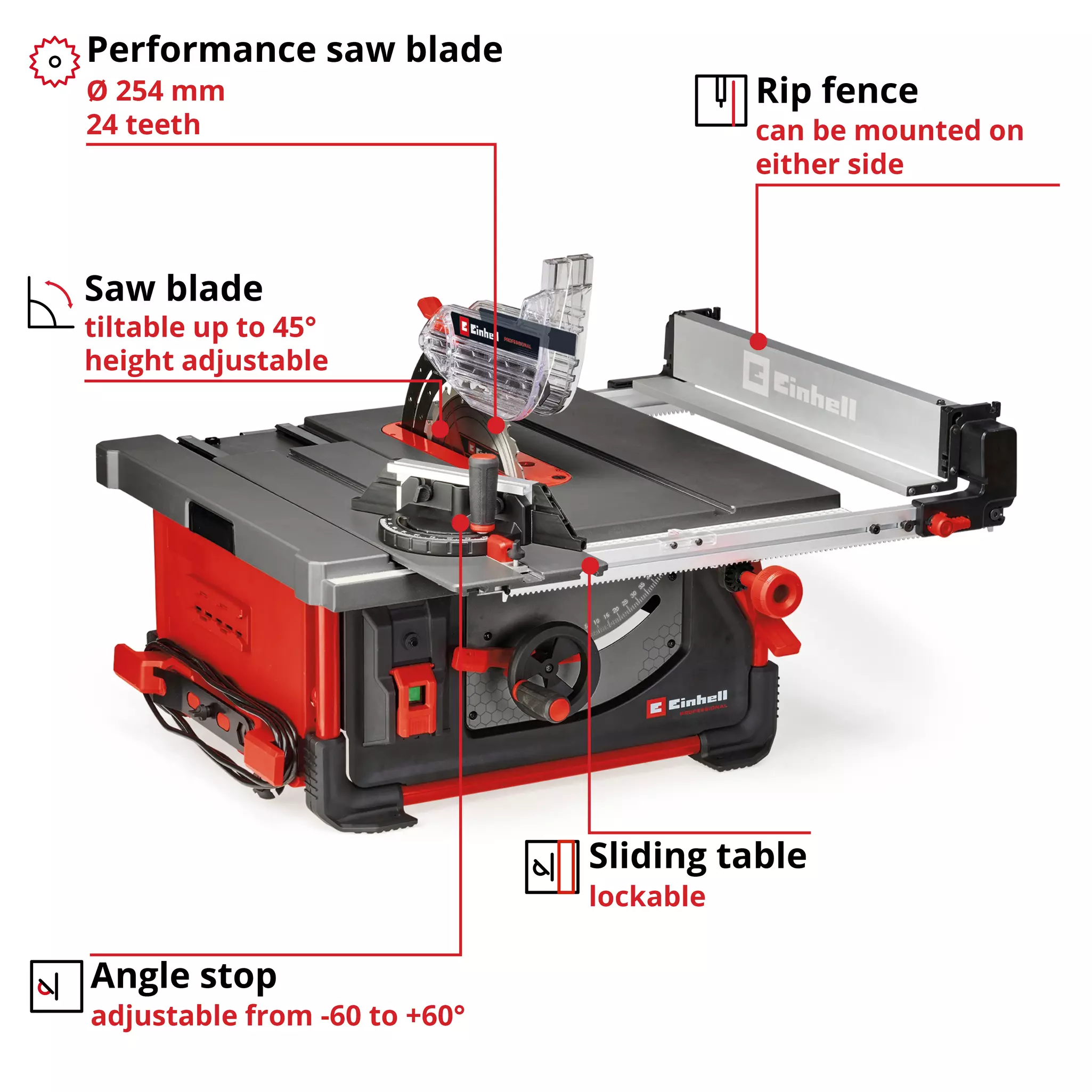 EINHELL PRO 220V Table Saw (254mm, 85mm, 2000W, TP-CC 10T) - Image 2