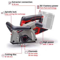 EINHELL PRO 2x18V Wall Chaser Bare Unit (125mm, TP-MA 36/30 Li Bl Solo) - Image 3