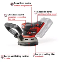 EINHELL PRO 18V R/A Sander Bare Unit (125mm, TP-RS 18/32 Li Bl Solo) - Image 3