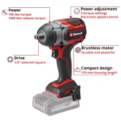 EINHELL PRO 18V Impact Wrench Bare Unit (1/2", 1000Nm, TP-CW 18/450-C Li BL) - Image 3