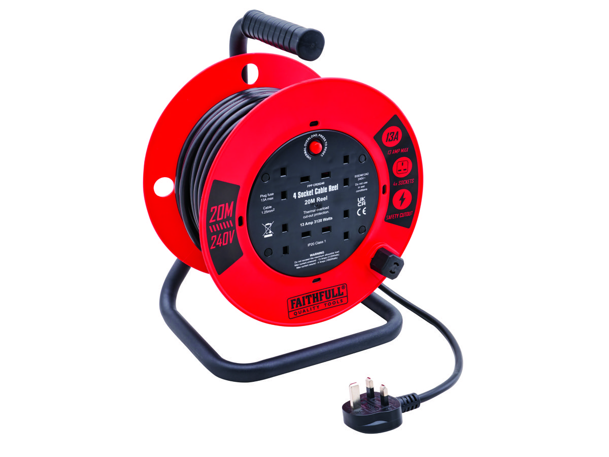 FAITHFULL 20m Cable Reel 13A