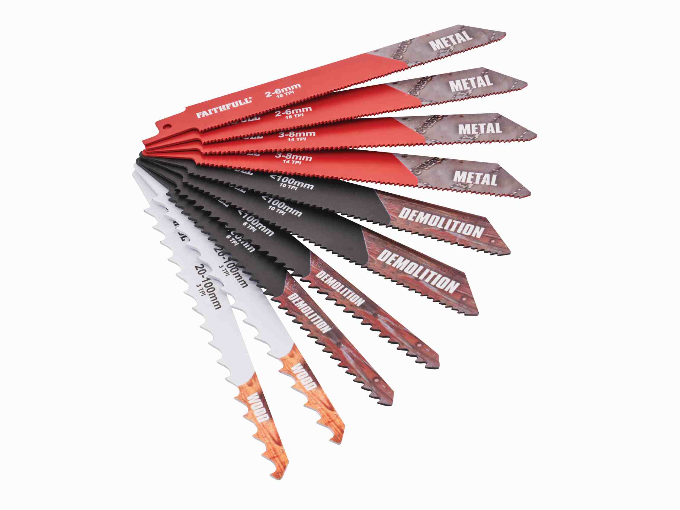 FAITHFULL 10 Piece Sabre Saw Blade Set