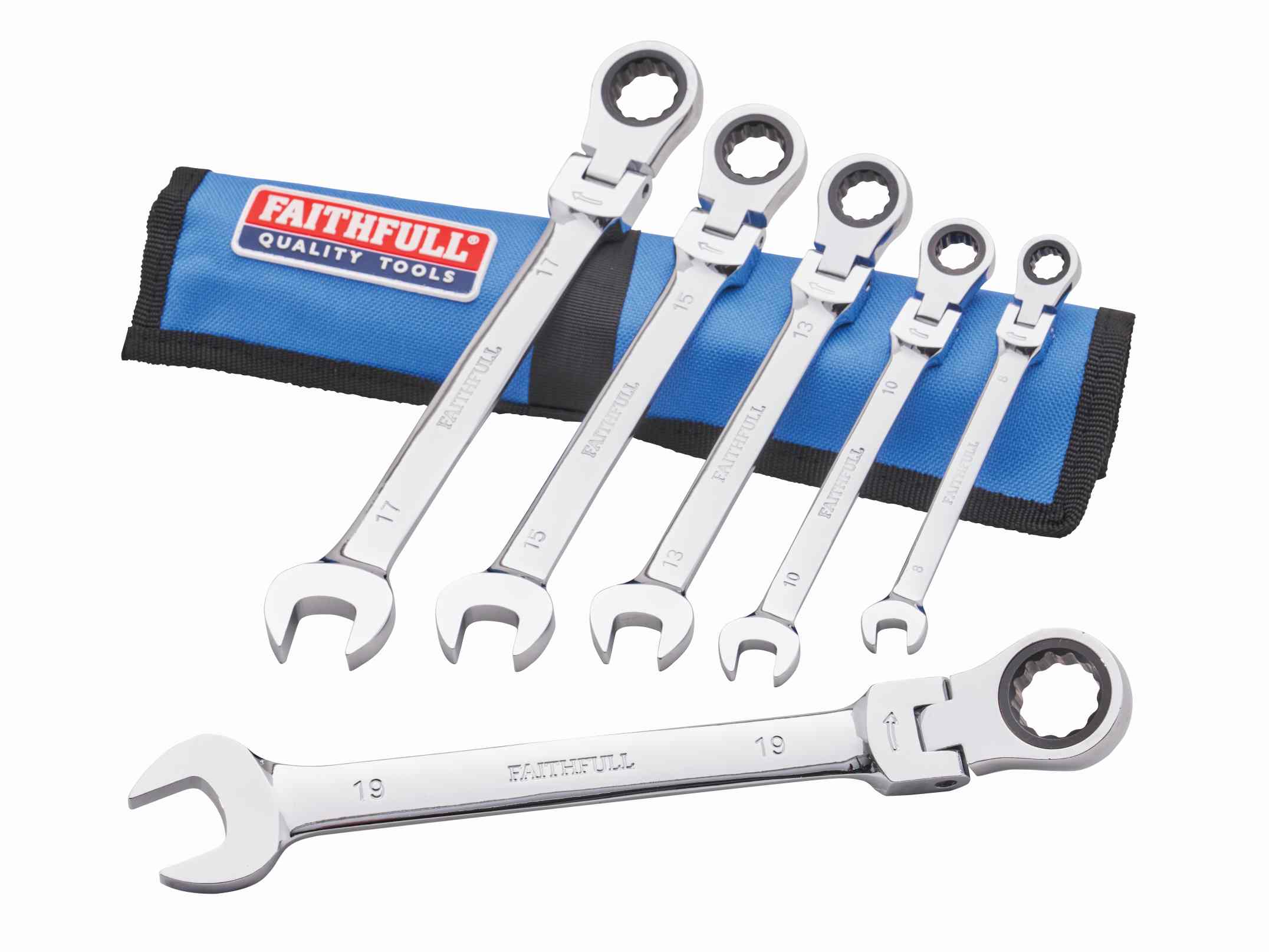 FAITHFULL 6 Piece Ratcheting Combination Spanner Set