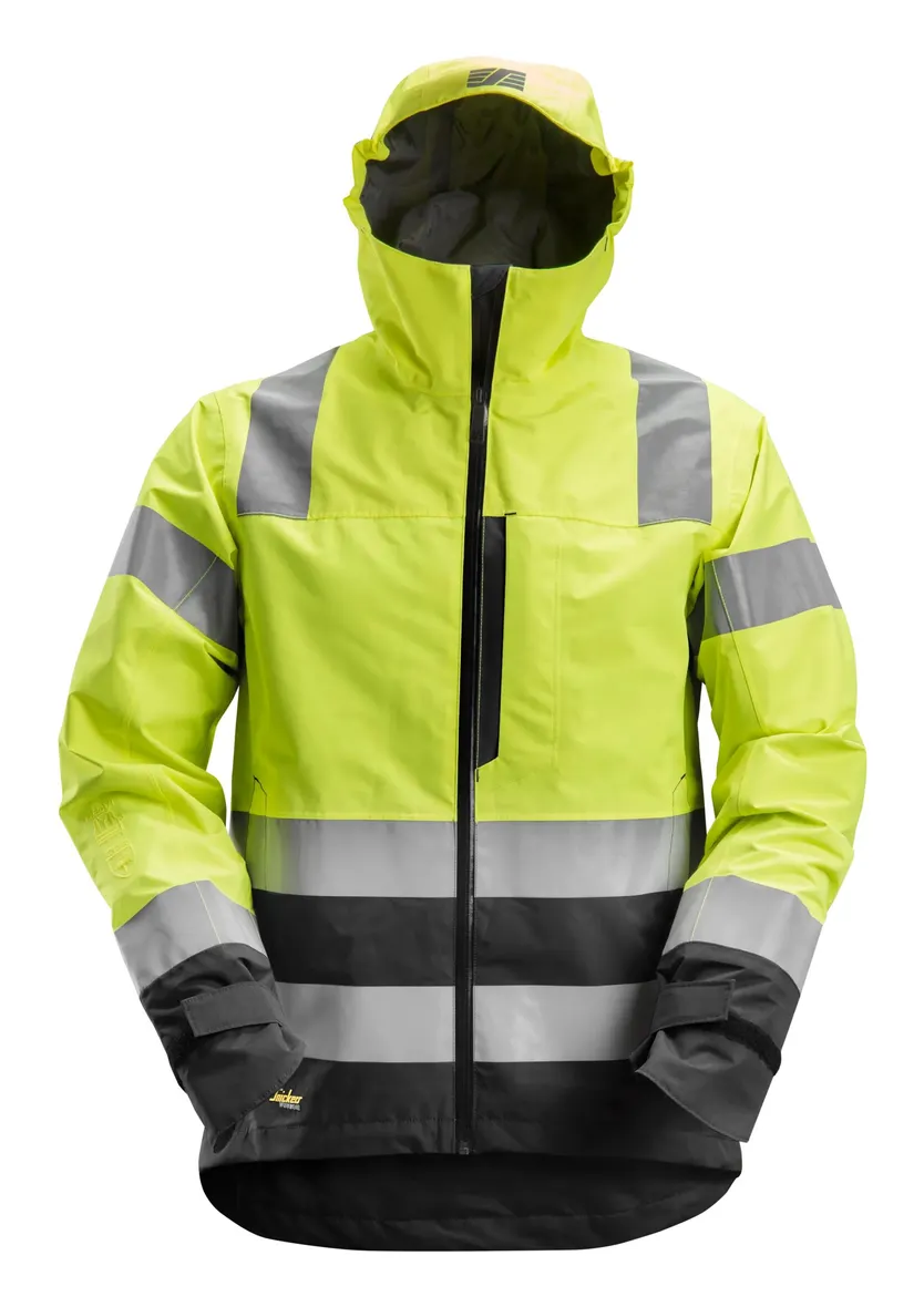 SNICKERS AW HV Waterproof Sh. Jacket CL.3 (XL, Yellow/Black)