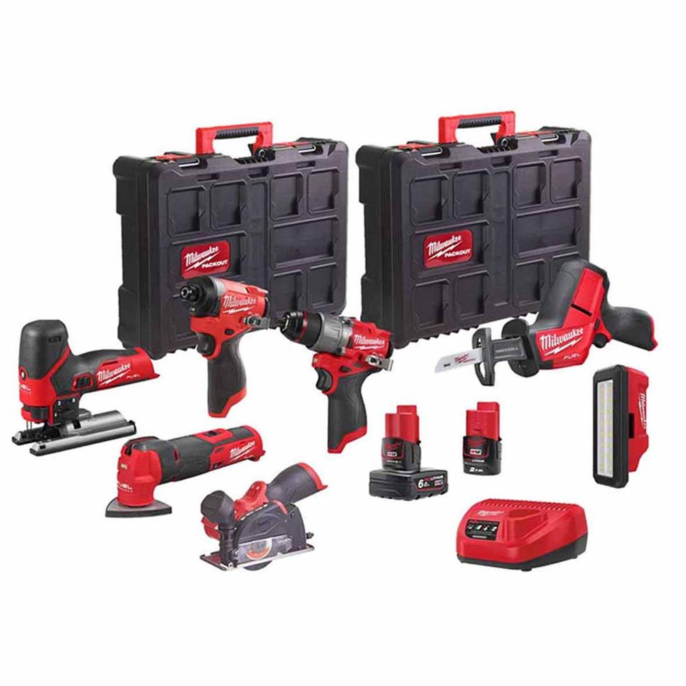 MILWAUKEE 12V 7 Piece Kit (1x2/6Ah, Fuel, M12FPD2/M12FID2/M12FCOT/M12FMT/M12FJS/M12CHZ/M12PAL, M12FPP7B2-622P)