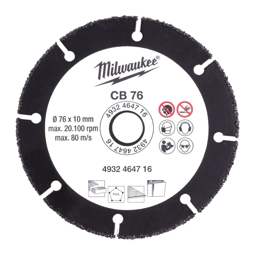 MILWAUKEE Carbide Cutting Disc (76mm, 10mm, 1mm, Wood/Plastic/Plaster)