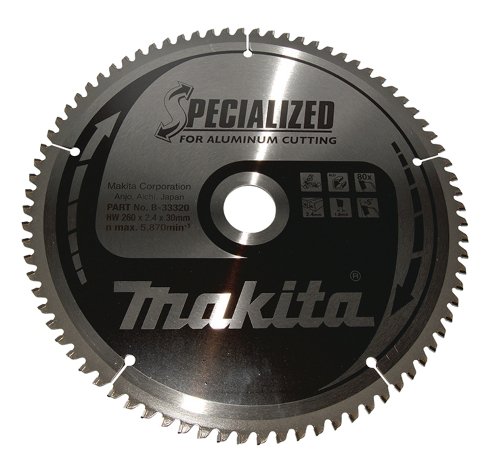 MAKITA Circular Saw Blade (80T, 260x2.4x30mm, Specialized, Aluminium)