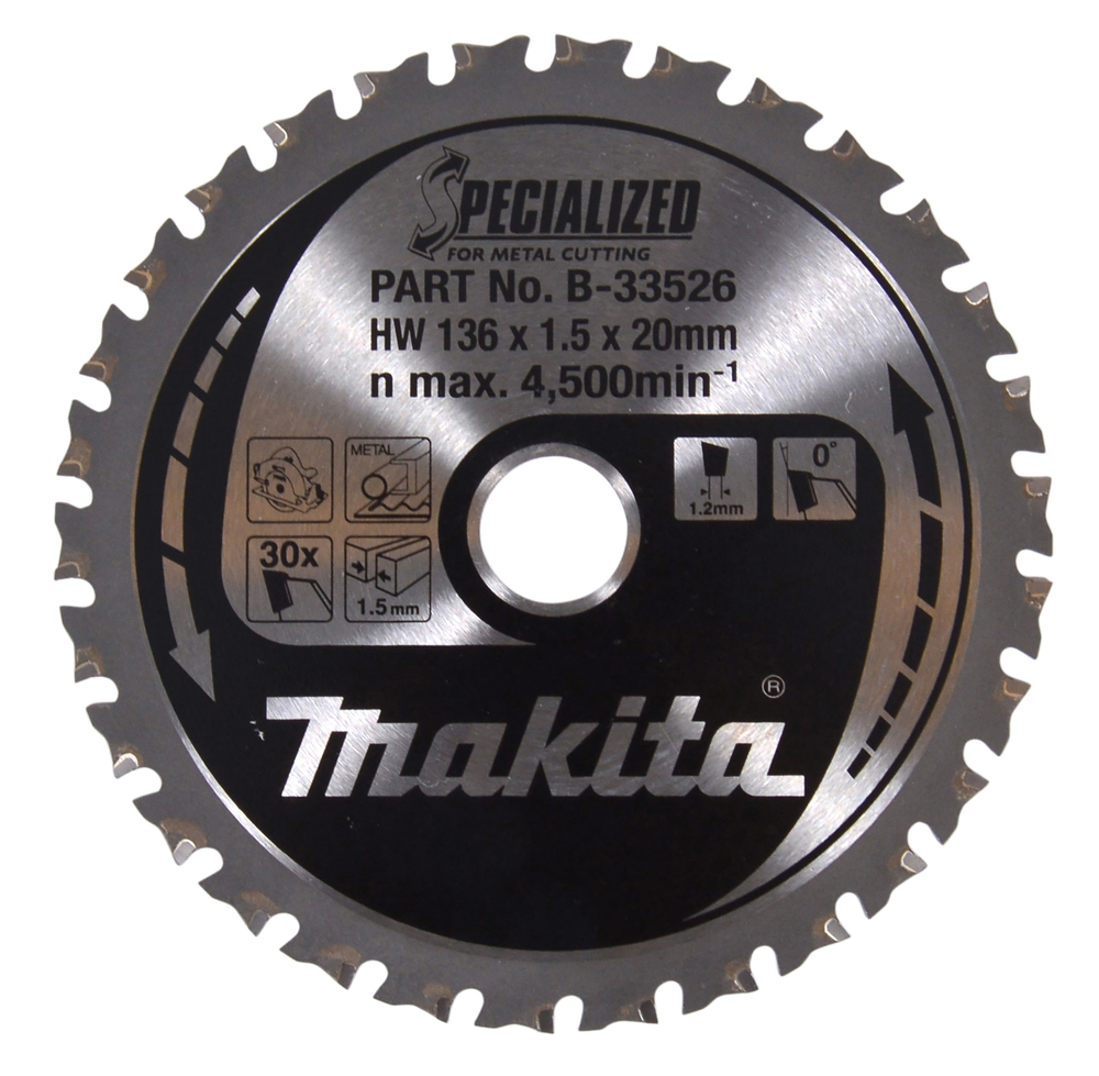 MAKITA Circular Saw Blade (30T, 136x1.5x20mm, Specialized, Steel)