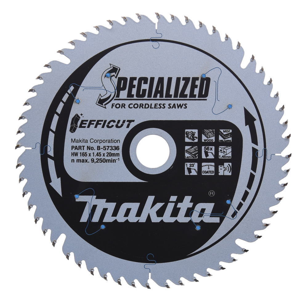 MAKITA Circular Saw Blade (56T, 165x1.45x20mm, Efficut)