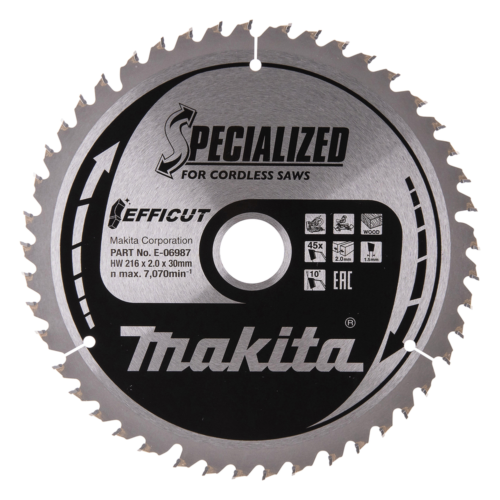 MAKITA Circular Saw Blade (45T, 216x2x30mm, Efficut)