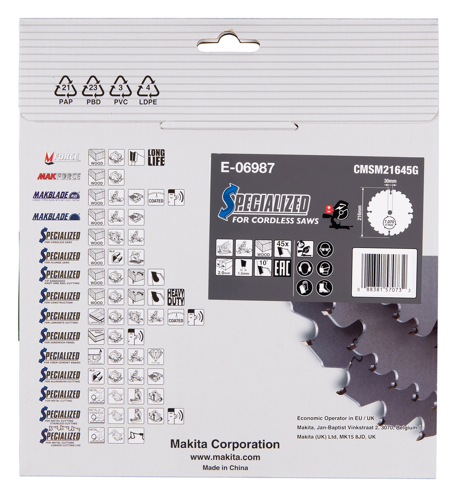 MAKITA Circular Saw Blade (45T, 216x2x30mm, Efficut) - Image 5