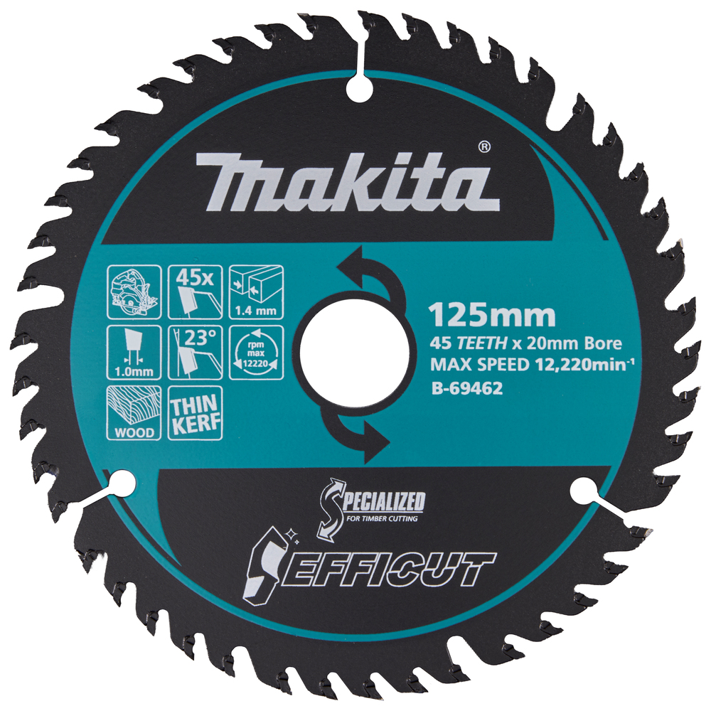 MAKITA Circular Saw Blade (45T, 125x1.35x20mm, Efficut)