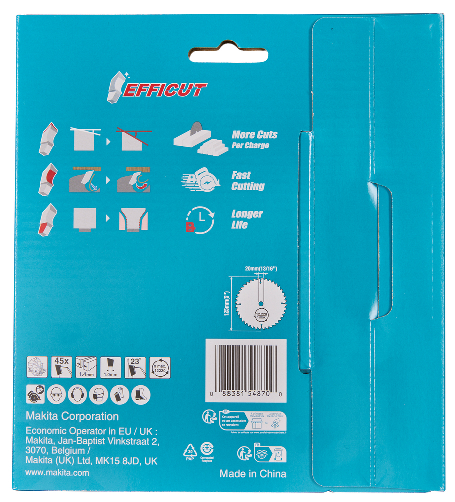 MAKITA Circular Saw Blade (45T, 125x1.35x20mm, Efficut) - Image 3
