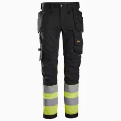 SNICKERS High Vis Stretch Trouser with Holster Pockets CL.1 (Black/Yellow)