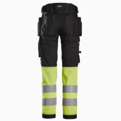 SNICKERS High Vis Stretch Trouser with Holster Pockets CL.1 (Black/Yellow) - Image 2