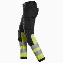 SNICKERS High Vis Stretch Trouser with Holster Pockets CL.1 (Black/Yellow) - Image 3