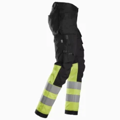 SNICKERS High Vis Stretch Trouser with Holster Pockets CL.1 (Black/Yellow) - Image 4